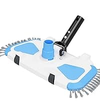 Heavy Duty Pool Vacuum Head with Side Brush & Wheels for Vinyl Liner Professional Weighted Swimming Pool Vac Cleaner Heads for Inground & Above Ground Pool - Orange
