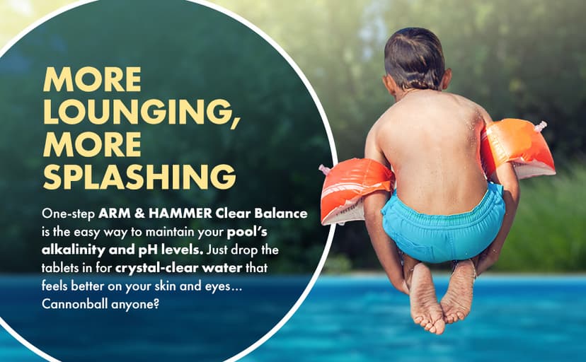 ARM & HAMMER Clear Balance Swimming Pool Alkalinity pH Maintenance Tablets, White, 1 Pack, 24 Count