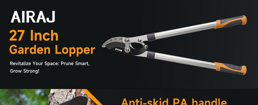 AIRAJ 27” Anvil Loppers for Tree Trimming Heavy Duty with Compound Action,Tree Branch Cutter with 2 Inch Cutting Capacity,Chops Thick Branches Ease,Garden Lopper Pruning Shears Heavy Duty,Tree Trimmer