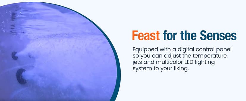 LifeSmart 4-Person Hot Tub, Outdoor Spa with Cover and LED Lights, Circular, Beige - Above-Ground Spa Machine with Accessories for Home and Personal Relaxation