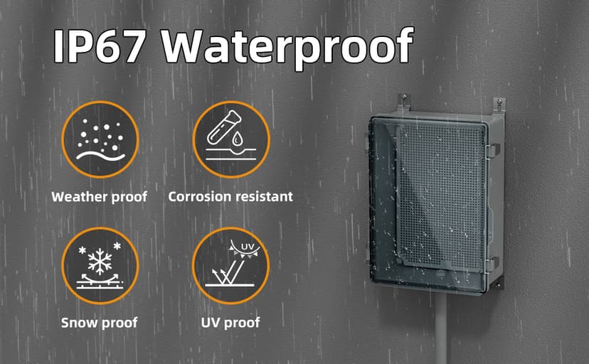 Joinfworld Lockable Outdoor Weatherproof Electrical Box for Electronics Outside 11.4x7.5x5.5 Weather Proof Electrical Box Plastic Nema 4 Enclosure Clear