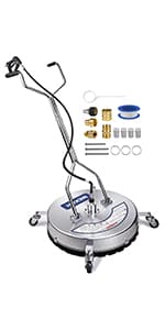 Pressure Washer Surface Cleaner 20'', 4500PSI Power Washer Surface Cleaner Attachment with Wheels, Pressure Washer Accessory for Driveway Sidewalk Curb Deck Patio Cleaning, 3/8'' Quick-Connect