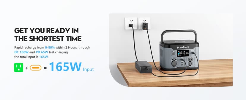 300W Portable Power Station, Powdeom 296Wh Power Bank with AC Outlet, Solar Generator Laptop Charger, Battery Backup Power Supply for Camping, Outdoors, Home Emergency Outage