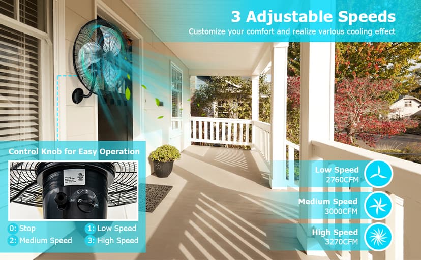 Tangkula 20 Inch Wall Mount Fan with Aluminum Fan Blades, Industrial 3-Speed Oscillating Metal Wall Fan, Heavy Duty Wall Mount Fan for Shop, Commercial, Garage, Warehouse, Workshops & Factory