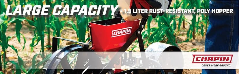 Chapin 8701B Garden Push Seeder Planter With 6 Seed Plates for up to 20 Varieties of Seeds, Zinc Plow Blade, Row Marker, Powder Coated Steel Frame, Red/Black