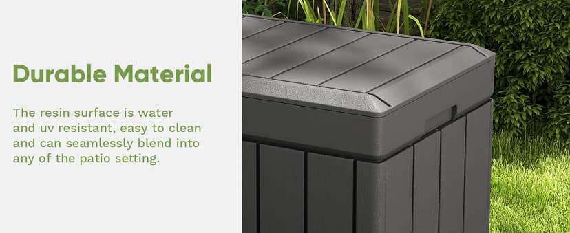 Patiowell 82 Gallon Resin Deck Box, Waterproof Large Wood Look Storage Box for Patio Furniture, Pool Accessories, Garden Tools and Sports Equipment, Lockable, Grey