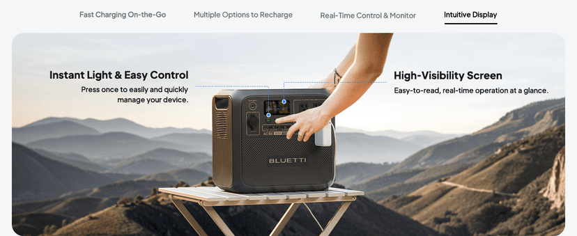 BLUETTI AC180 Solar Generator with 200W Solar Panel (Ships Separately), 1152Wh Portable Power Station w/ 4 1800W (2700W Surge) AC Outlets, LiFePO4 Emergency Power for Camping, Off-grid, Power Outage