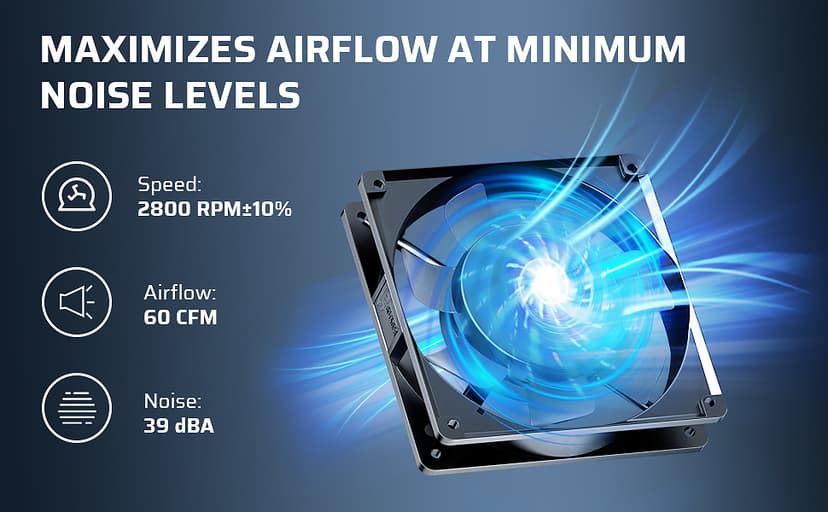 DEWENWILS 2 Pack 120V AC Fan, Waterproof Exhaust Fan 120mm, 18W 2850RPM 90CFM, DIY Cooling Fan for Refrigerator, Computer Case, Compressor Engine, Generator, UL Listed