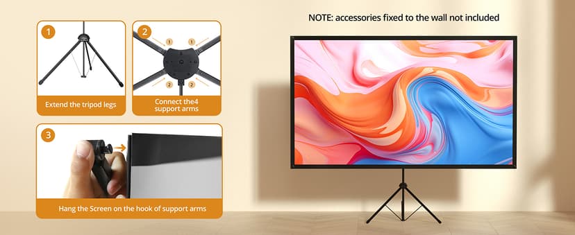 Projector Screen with Stand - 100" Indoor/Outdoor 16:9, 4K HD PVC Screen with 1.5 Gain, 2IN1 for Backyard Theater & Wall Hanging, Includes Carry Bag