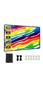 Projector Screen and Stand, Towond 120 inch Portable Projector Screen Indoor Outdoor Movie Screen 16:9 4K HD Wrinkle-Free Lightweight Projection Screen with Carry Bag for Backyard Movie Night