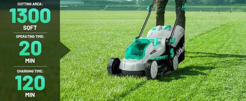 Litheli Cordless Lawn Mower 13 Inch, 5 Heights, 20V Electric Lawn Mowers for Garden, Yard and Farm, with Brushless Motor, 4.0Ah Battery & Charger Included