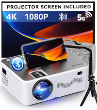 5G WIFI Bluetooth Projector with 100" Screen, 15000L Native 1080P Outdoor Projector, Pericat Home Theater Movie Projector,15W HIFI Speaker Video Projector Compatible with TV Stick/Phone/PC/Xbox