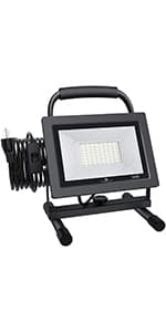 GLORIOUS-LITE 50W LED Work Light, 5000LM LED Flood Lights, 400W Equivalent, IP66 Waterproof, 16ft 5m Cord with Plug, 6500K, Adjustable Working Lights for Workshop Garage, Construction Site