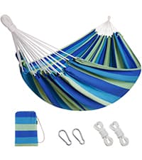 INNO STAGE Double Hammock - 2 Persons Portable Hanging Camping Bed, Blue, 118.3"L x 63"W, 350Lbs Capacity, Polyester, Supports Up to 350 lbs