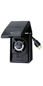 Intermatic P1121 Heavy Duty Outdoor Timer 15 Amp/1 HP for Pumps, Aerators, Heaters, Holiday Decorations and Landscape Lighting , Black