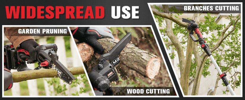 MZK 2-in-1 Cordless Pole Saw & Mini Chainsaw with 3 Replacement Chain, 20V Battery Pole Chainsaw, 4.5" Cutting Capacity, 13ft Reach Pole Saw for Tree Trimming(Battery and Fast Charger Included)