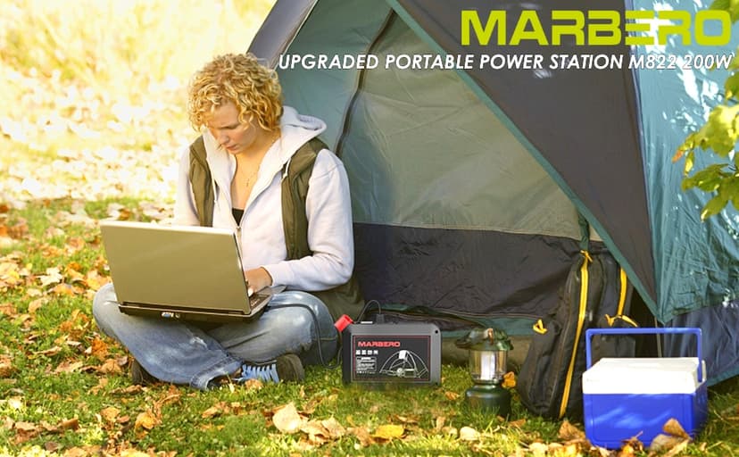 MARBERO 200W Portable Power Station 148Wh Camping Solar Generator Laptop Power Bank with AC Outlet 110V, DC, USB QC3.0, LED Flashlights for CPAP Home Outdoor Trip Emergency Backup