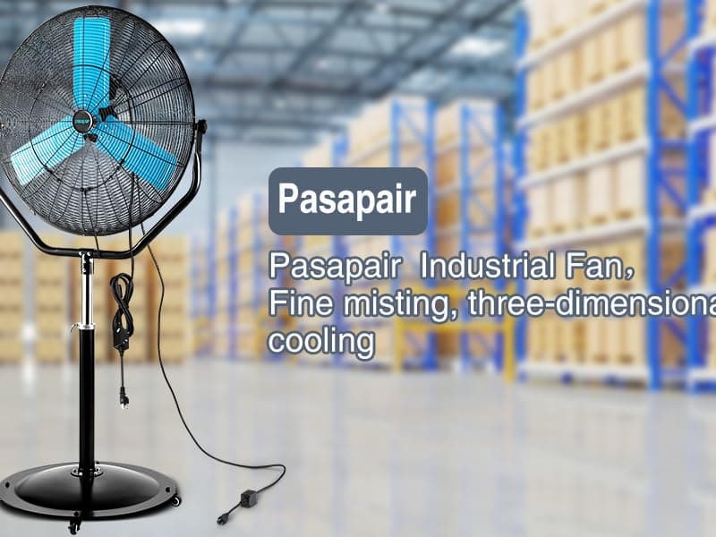 pasapair 7600 CFM 24" High Velocity Outdoor Misting Fan, Standing Fans for Patio Waterproof, Cooling Floor Fan 3-Speed, 360° Oscillation, Adjustable Height, 4 Casters, Heavy Duty Metal Industrial Fan