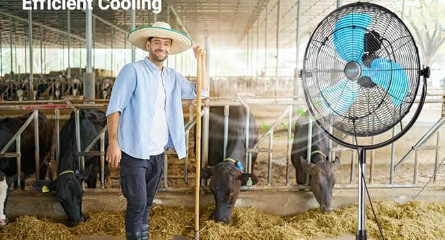 5600 CFM 20" High Velocity Outdoor Misting Fan, Standing Fans for Patio Waterproof, Cooling Floor Fan 3-Speed, 360°Oscillation, Adjustable Height, 2 Casters, Heavy Duty Metal Industrial Fan