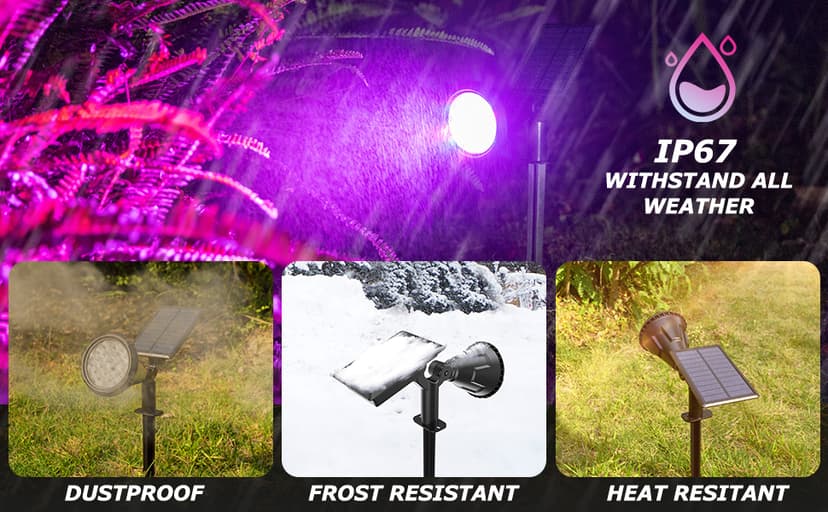 Solar Color Spot Lights Outdoor,21 LEDs Color Changing Solar Outdoor Lights,IP67 Waterproof RGB Multicolor Yard Solar Spotlights Auto On/Off for Pathway Garden Pool Patio Tree,2 Pack