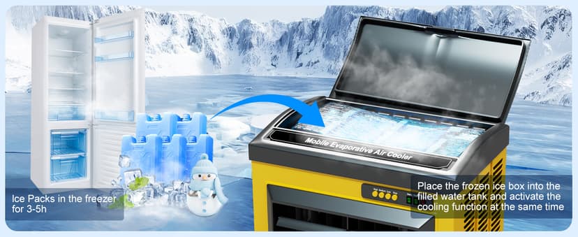 Swamp Cooler, 6500 CFM Evaporative Air Cooler, 19 Gal Water Tank Outdoor Air Conditioner, 3 Speed,5 Ice Boxes,Suitable for Indoor & Outdoor Garage,Patio,courtyard,factory workshop,50inch