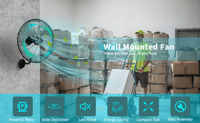 Tangkula 20 Inch Wall Mount Fan with Aluminum Fan Blades, Industrial 3-Speed Oscillating Metal Wall Fan, Heavy Duty Wall Mount Fan for Shop, Commercial, Garage, Warehouse, Workshops & Factory