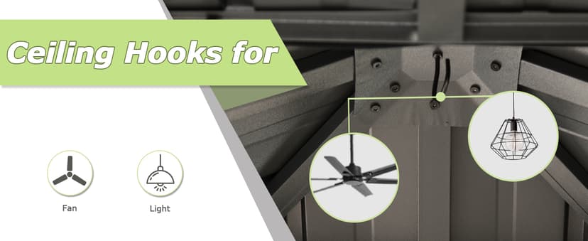 Domi 10' x 10' Hardtop Gazebo Outdoor Metal Gazebo with Galvanized Steel Double Roof Canopy, Curtains and Netting for Patio, Backyard, Deck, Lawn, Grey