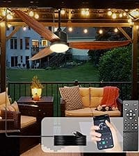 Depuley Outdoor Ceiling Fan with Light: 52 Inch Gazebo Fan Outdoor Hanging - Plug in Ceiling Fan for Patio Waterproof - Dimmable Ceiling Fan Remote App Control Black