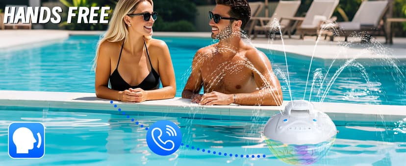 KingSom 3 in 1 Bluetooth Pool Speaker with Pool Fountain Light, 10000mAh Floating Pool Speaker, IP68 Waterproof Hot Tub Speakers, Loud Sound, BT5.4,24H Playtime Rechargeable pool Water Fountain, White