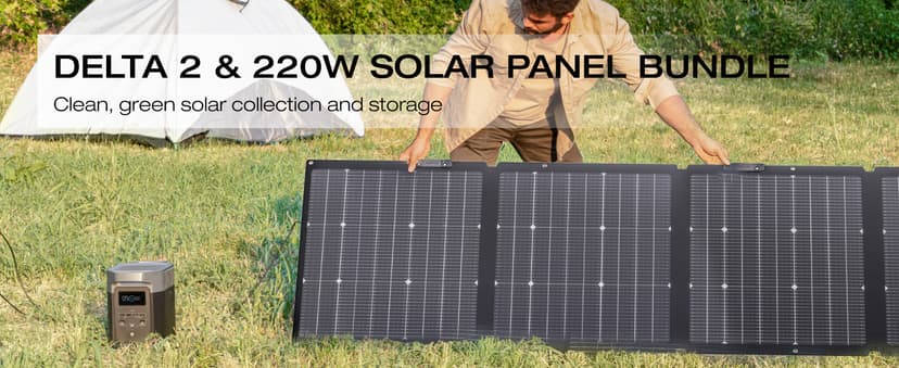 EF ECOFLOW Solar Generator DELTA2 with 220W Solar Panel, LFP(LiFePO4) Battery, Fast Charging, Portable Power Station for Home Backup Power, Camping & RVs