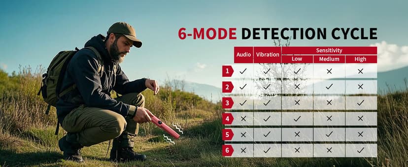 Rechargeable Metal Detector Pinpointer for Adults & Kids, 360° Waterproof Detection Handheld Pin Pointer Wand, Quick One Button Adjustment 3 Sensitivity Levels 6 Modes for Treasure Hunting