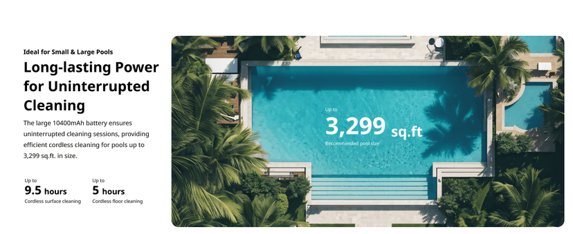 Beatbot AquaSense Pro Pool Robot, Cordless Pool Vacuum for Inground Pools, Clarifies Water, Skims Water Surface, Surface Parking, Intelligent Path Optimization, Up to 3,299 Sq.ft - Navy Blue