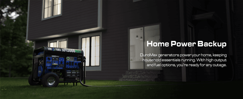 DuroMax XP13000HXT 13,000-Watt 500cc Tri Fuel Gas Propane Natural Gas Portable Generator with CO Alert, Black/Blue