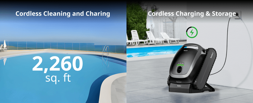 Beatbot AquaSense Cordless Robotic Pool Vacuum Cleaner with Filter Basket - Intelligent Path Opimization, Cleans Floor, Walls, and Waterline - Suitable for Above & In-Ground Pools up to 2,260 sq.ft.