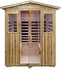 LTCCDSS Garner Outdoor Sauna 4 Person, Far Infrared Sauna, Low EMF Sauna Room for Home, Low EMF Heaters | Chromotherapys | Bluetooth Speakers | Canadian Hemlock | 59.1 * 82.7 * 48.4
