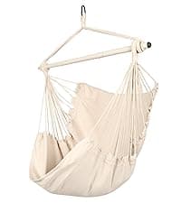 Highwild Hammock Chair Hanging Rope Swing - Max 500 Lbs - 2 Cushions Included - Steel Spreader Bar with Anti-Slip Rings - for Any Indoor or Outdoor Spaces (Grey)