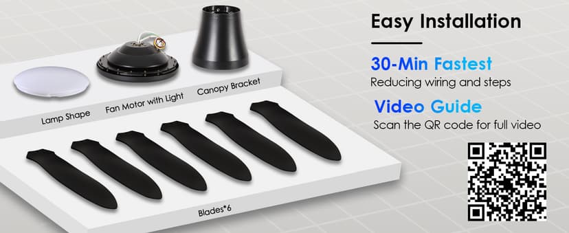 Ceiling Fans with Lights, 51 inch Modern Black Low Profile Ceiling Fan with Light and Remote App Control, Flush Mount, Quiet DC Reversible, Dim Led Ceiling Fan 6 Blade Softer Wind Indoor/Outdoor Patio