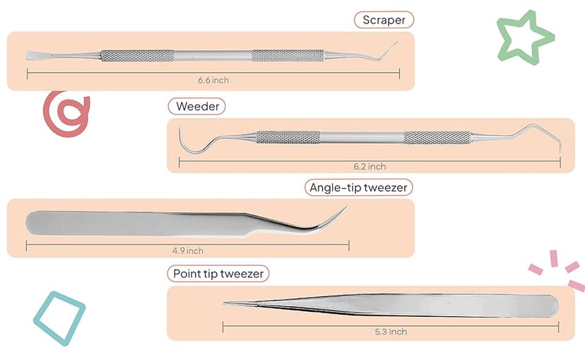 Premium Vinyl Weeding Tool Kit - Precision Stainless Steel Weeder - Hook and Pick with Fine Tweezers Crafting Set - by iVyne