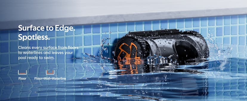 Pool Cleaner K60, 6H Runtime Cordless Robotic Pool Vacuum, Touch Screen, Smart Navigation, Cleans Floor, Walls, Waterline, Ideal for Above & In-Ground Pools, Self-Parking