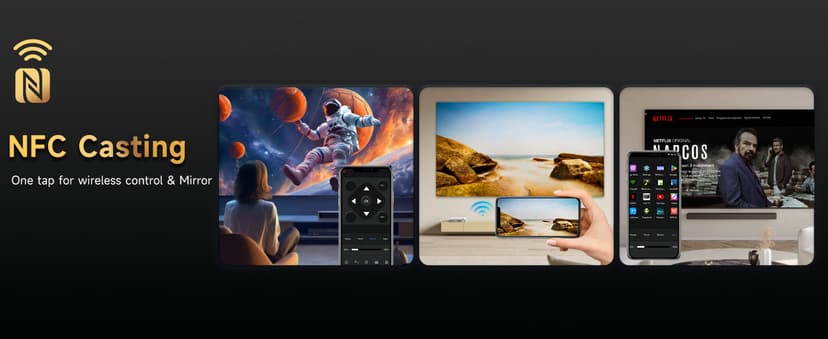4K Projector HDR Netflix Certified, 1800ANSI Daylight Use, Dolby Audio, NFC, Smart TOF Autofocus, Shorter Throw, WiFi 6, Bluetooth 5.4, HDMI ARC, Proyector 4K Ultra HD Movie Gaming TV High Brightness