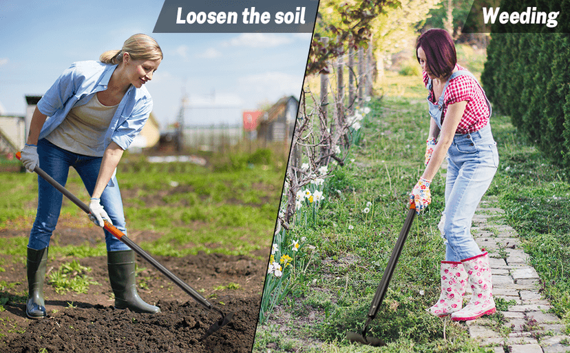 Hoe Garden Tool, Heavy Duty Garden Hoe for Weeding, Metal Garden Hoe with Long Handle, 58 Inches