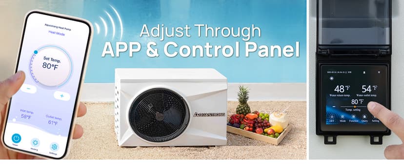 Aquastrong 75,000 BTU Inverter Swimming Pool Heat Pump, 21,000 Gallons Electric Pool Heater for Above Ground and Inground Pool, WiFi Capable Timer, Heating and Cooling Pool Heater 220V