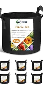 5-Pack 10 Gallon Potato Grow Bags, Garden Planting Bag with Reinforced Handle, Thickened Nonwoven Fabric Pots for Tomato, Vegetable and Fruits