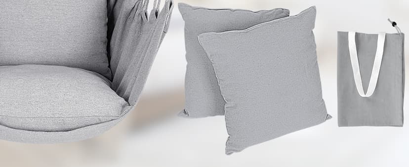 Y- Stop Hammock Chair Hanging Rope Swing Chair, Max 500 Lbs, 2 Seat Cushions Included, Removable Steel Spreader Bar with Anti-Slip Rings, Hardware kit-for Indoor or Outdoor(Light Grey)