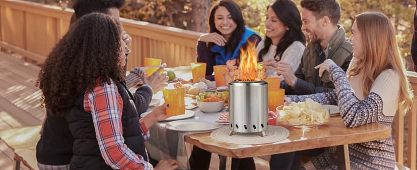 Table Top Firepit 6 Inch - Tabletop Fire Pit Camping Stove 304 Stainless Steel Pellet Patio Heater Portable Smokeless Fire Pit 6"x6.89" Silver