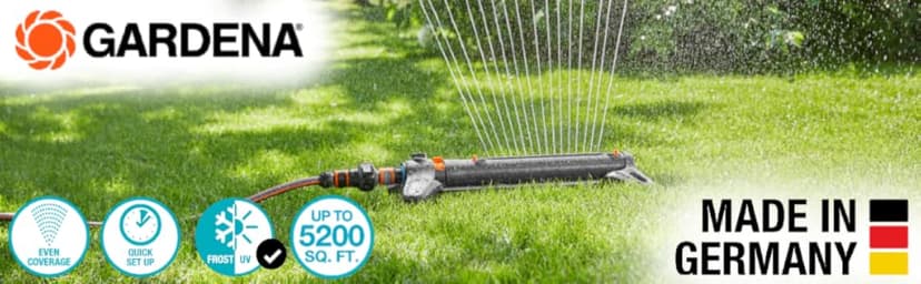 Gardena (84-BZMX) Up to 2300 Sq Ft, ZoomMaxx Adjustable Oscillating Sprinkler on Weighted Base for Watering of Lawn, Yard and Garden. Includes Gardena Quick Connector System to Connect to Hose.