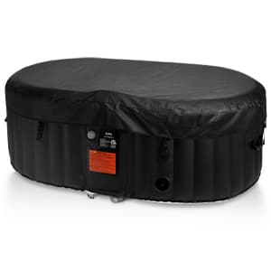 Edostory Hot Tub Inflatable Portable Oval Spa 2 Person Hot Tub with 90 Bubble Jets, Cover, Filter Cartridges, Pump, Black