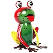 Metal Garden Decor Yard Art for Outside Set of 2 Cute Big Frogs Lawn Patio Ornaments Backyard Decorations Garden Gifts for Mom - (Yellow,Green)