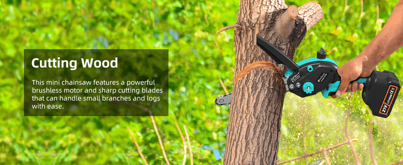 Mini Chainsaw Cordless, 8 inch & 6 inch Electric Chain Saw with 2 Pack Rechargeable Batteries, Battery Powered Handheld Saw for Trees Trimming Wood Cutting, Perfect Gardening Tools for Men Dad Husband