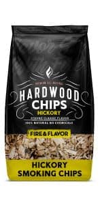 Fire & Flavor Premium All Natural Wood Chips for Smoker - Wood Chips for Smoking - Smoker Wood Chips - Smoker Accessories Gifts for Men and Women - Hickory - 2lbs